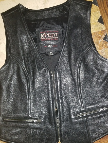 womens xpert performance leather motorcycle vest - Picture 4 of 8
